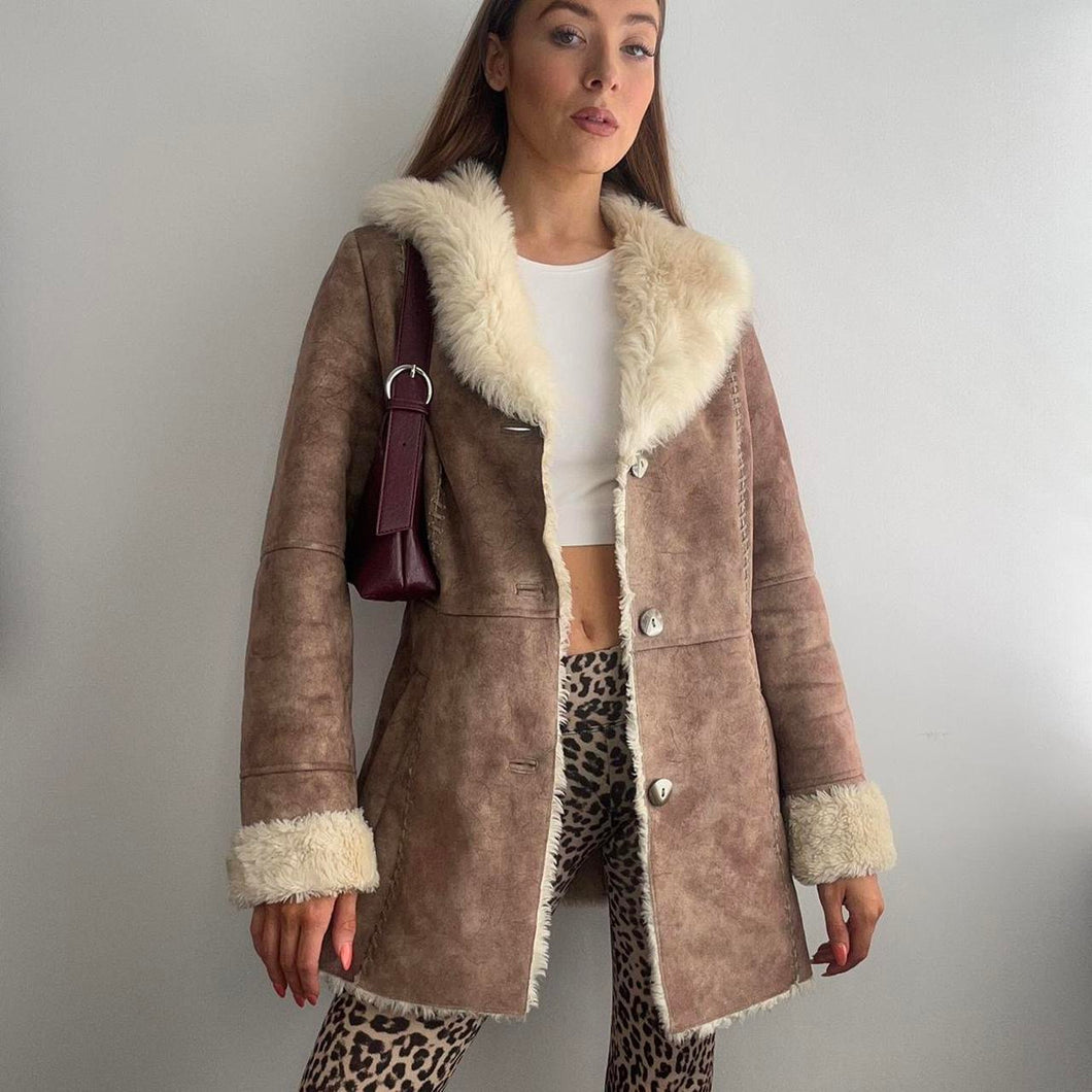 Light brown and cream faux sheepskin size 10
