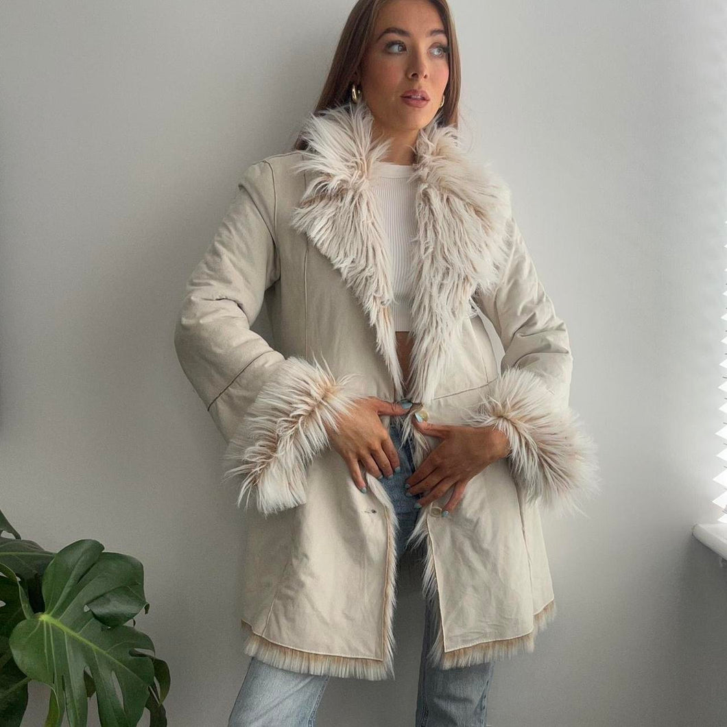 Cream winter coat size 12