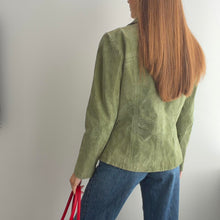 Load image into Gallery viewer, Green suede leather blazer jacket size 12
