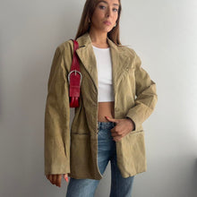 Load image into Gallery viewer, Khaki suede leather blazer jacket size large
