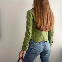 Load image into Gallery viewer, Green leather jacket size 6
