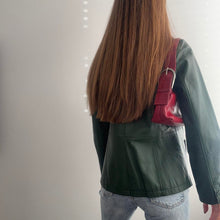 Load image into Gallery viewer, Dark green leather blazer jacket size XS
