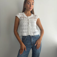 Load image into Gallery viewer, White crochet top size 12
