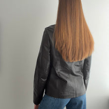 Load image into Gallery viewer, Dark brown leather zip up jacket size 16
