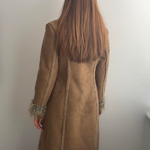Load image into Gallery viewer, Brown afghan coat faux fur trim size 10
