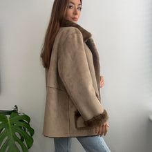 Load image into Gallery viewer, Light brown coat with faux fur trim size small
