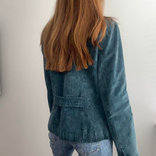 Load image into Gallery viewer, Blue suede leather blazer jacket size 14

