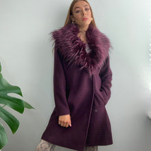 Load image into Gallery viewer, Purple faux fur collar coat size medium
