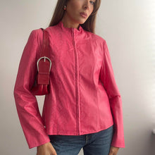 Load image into Gallery viewer, Pink snake print leather jacket size 14
