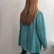 Load image into Gallery viewer, Blue suede leather jacket size 22
