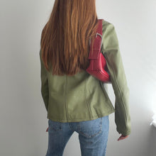 Load image into Gallery viewer, Green leather blazer jacket size large
