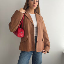 Load image into Gallery viewer, Tan brown leather blazer jacket size 12
