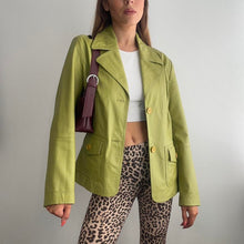 Load image into Gallery viewer, Green leather blazer jacket size 14
