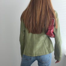 Load image into Gallery viewer, Green leather blazer jacket size large
