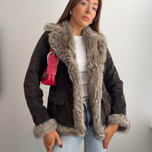 Load image into Gallery viewer, Brown suede jacket with faux fur trim size 10
