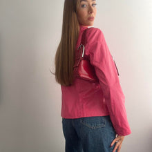 Load image into Gallery viewer, Pink snake print leather jacket size 14
