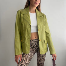 Load image into Gallery viewer, Green leather blazer jacket size 14
