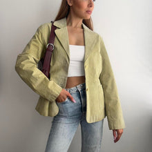 Load image into Gallery viewer, Green suede leather blazer jacket size M
