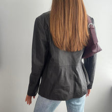 Load image into Gallery viewer, Dark chocolate button up leather jacket size 16
