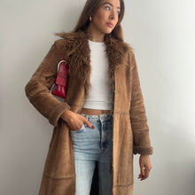 Load image into Gallery viewer, Brown suede maxi coat size 14

