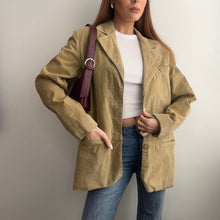 Load image into Gallery viewer, Khaki suede leather blazer jacket size large
