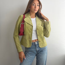 Load image into Gallery viewer, Green suede leather blazer jacket size M
