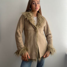 Load image into Gallery viewer, Brown coat with faux fur collar and cuffs size 10
