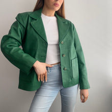 Load image into Gallery viewer, Green leather blazer jacket size M
