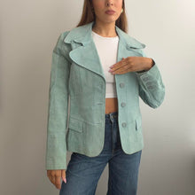 Load image into Gallery viewer, Blue suede leather jacket size large
