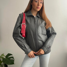 Load image into Gallery viewer, Vintage grey leather bomber jacket size M
