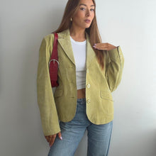 Load image into Gallery viewer, Green suede leather blazer jacket size large
