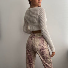 Load image into Gallery viewer, Pink and cream snake print jeans W28”

