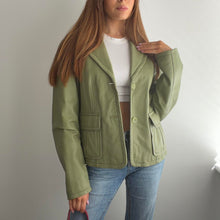 Load image into Gallery viewer, Green leather blazer jacket size large
