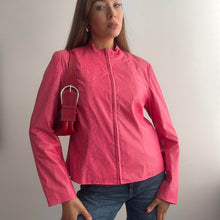 Load image into Gallery viewer, Pink snake print leather jacket size 14
