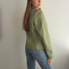 Load image into Gallery viewer, Green leather blazer jacket size large
