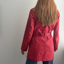 Load image into Gallery viewer, Red / pink genuine suede leather trench coat size 12
