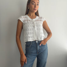 Load image into Gallery viewer, White crochet top size 12
