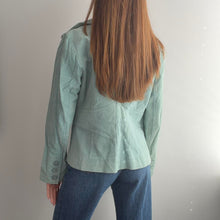 Load image into Gallery viewer, Blue suede leather jacket size large
