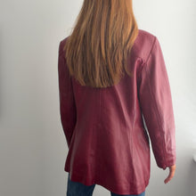 Load image into Gallery viewer, Burgundy red genuine leather blazer jacket size M
