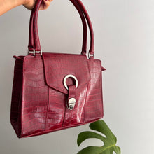 Load image into Gallery viewer, Burgundy red faux leather shoulder bag
