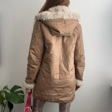 Load image into Gallery viewer, Vintage tan coat with hood size 12
