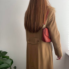 Load image into Gallery viewer, Caramel wool coat with faux fur collar size 14
