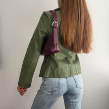 Load image into Gallery viewer, Green leather blazer jacket size 14
