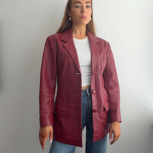 Load image into Gallery viewer, Burgundy red genuine leather blazer jacket size M
