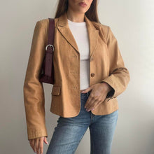 Load image into Gallery viewer, Tan brown leather blazer jacket size large
