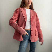Load image into Gallery viewer, Pink suede leather blazer jacket size M
