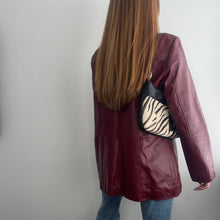 Load image into Gallery viewer, Burgundy red blazer genuine leather jacket size 16
