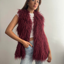 Load image into Gallery viewer, Burgundy red shaggy gilet size large
