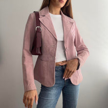 Load image into Gallery viewer, Pink suede leather blazer jacket size 12
