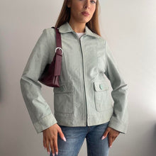 Load image into Gallery viewer, Mint suede leather zip up jacket size 10
